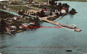 MI, Detroit, Michigan, Country Club, Boat Landing, Lighthouse, Aerial, No 217942 