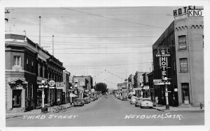 J79/ Weyburn Saskatchewan Canada RPPC Postcard c1940s 3rd Street  372