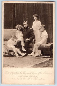 Belgium Postcard Majesties King and Queen with Children c1910 Oilette Tuck Art