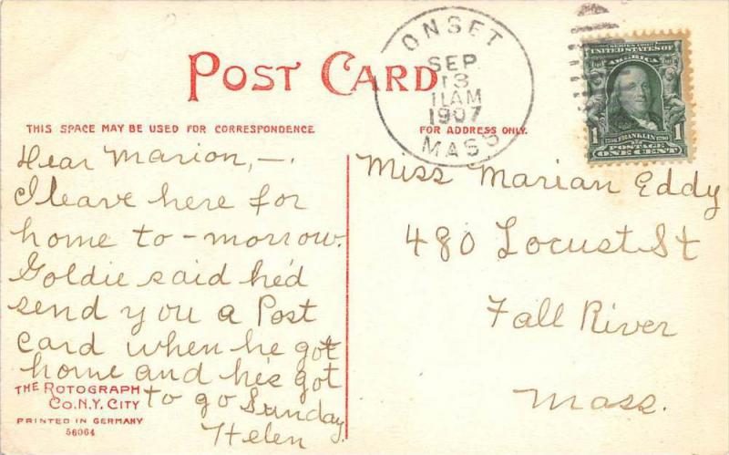 26166 MA, Onset, 1907, Wickett Island and Yachts from Pt. Independence