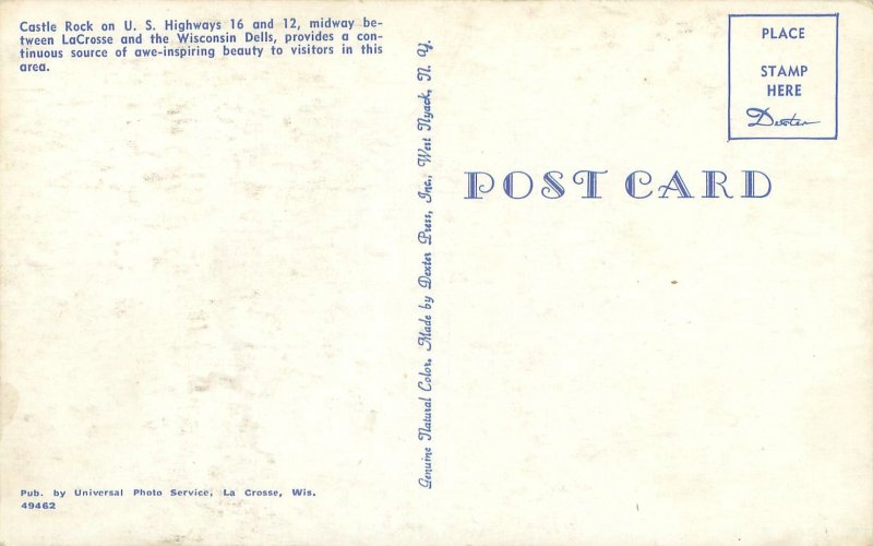Wisconsin Castle Rock Chrome Postcard Unused, Dexter Press