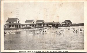 Cottages, Boats North End Wigwam Beach, Fairhaven MA c1926 Vintage Postcard R69