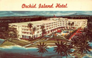 ORCHID ISLAND HOTEL Hilo, Hawaii Chrome c1960s Dexter Press Vintage Postcard