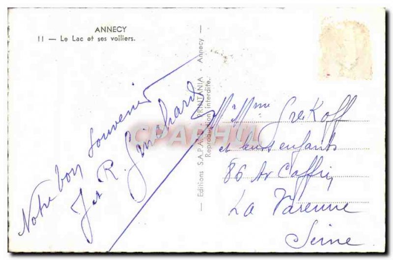 Modern Postcard Annecy Lake and its sailboats Yacht