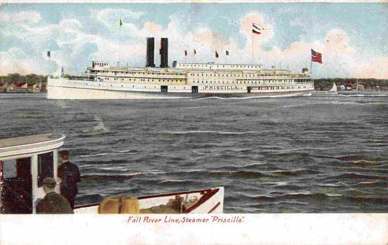 Steamer Priscilla Fall River Line Massachusetts 1907c postcard
