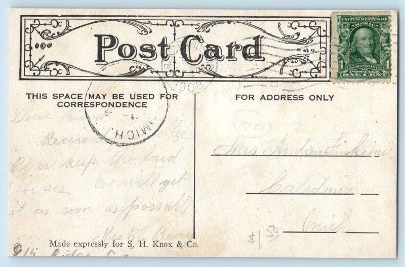 Grand Rapids Michigan MI Postcard Crescent Park Bench Scenic View 1908 Vintage