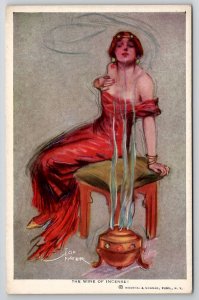 A/S Lou Mayer Glamour Girl The Wine of Incense Pretty Lady Postcard L36