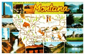 Postcard MAP MT - Greetings from Montana - Map with pictures