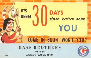 Jackson Center Ohio Haas Brothers Native American Antique Postcard K80191