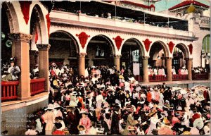 Crowds on Casino Steps, Santa Cruz CA Vintage Postcard T65