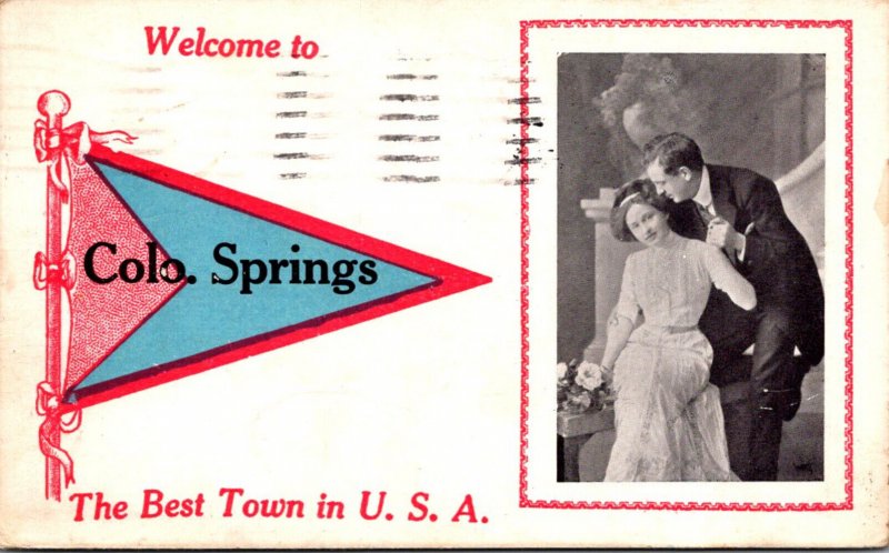 Colorado Colorado Springs Romantic Couple 1915 Pennant Series