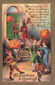 370449-Halloween, Gottschalk No 2171-9, People in Costume Gathering by Entrance