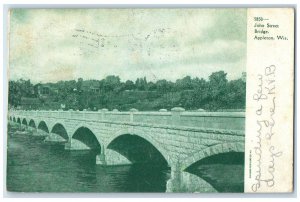 1907 John Street Bridge River Lake Appleton Wisconsin Vintage Antique Postcard