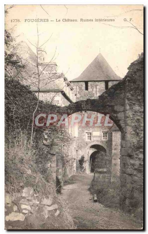 Old Postcard Fougeres Chateau Ruins Interieures