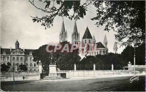 Postcard Moderne Caen (Calvados) Church of Saint Etienne Abbey Apse and Overview