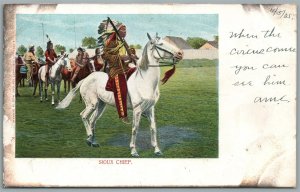 NATIVE AMERICAN SIOUX CHIEF ANTIQUE POSTCARD
