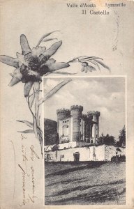 Italy 1908 Valle d'Aosta Aymaville Il Castello Edelweiss Castle postcard...