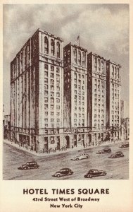 VINTAGE POSTCARD HOTEL TIMES SQUARE 43rd STREET OFF BROADWAY N.Y.C. c. 1940