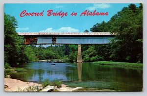 Covered Bridge in Alabama Over Black Warrior River Vintage Postcard A1