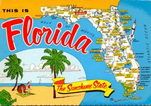 Florida Map Of The Sunshine State 1982