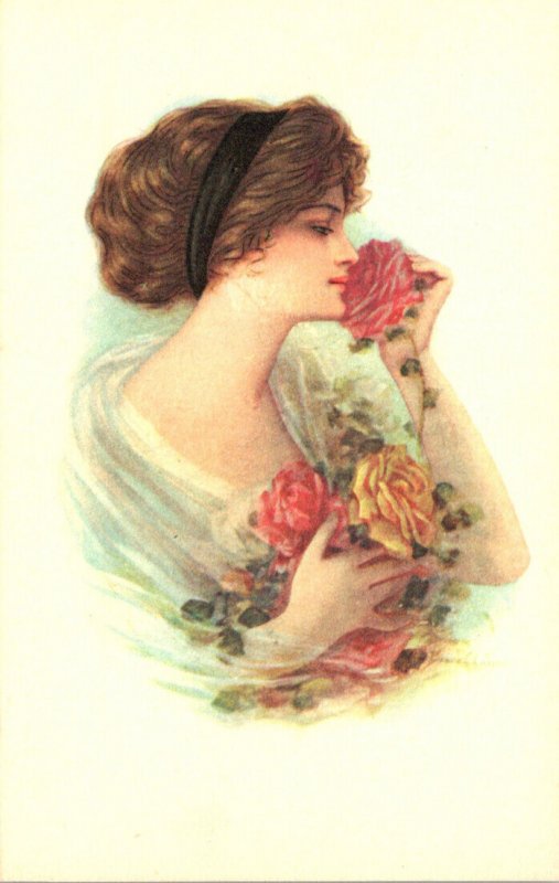 Beautiful Lady With Roses