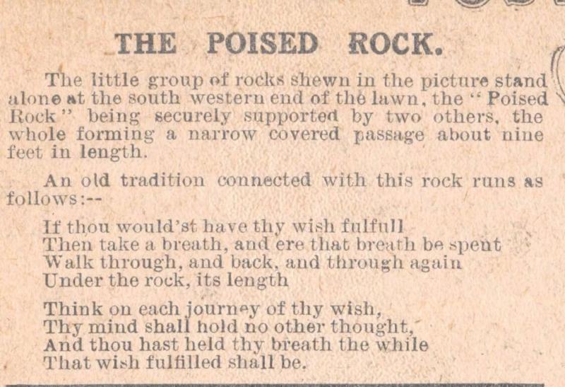 TONBRIDGE WELLS UK POISED ROCK~HIGH ROCKS~GRANO SERIES~W T FRENCH~POSTCARD