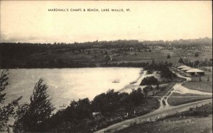 Lake Wallis VT Vermont Marshalls Camp Beach c1930-50s Vintage Postcard