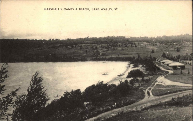 Lake Wallis VT Vermont Marshalls Camp Beach c1930-50s Vintage Postcard