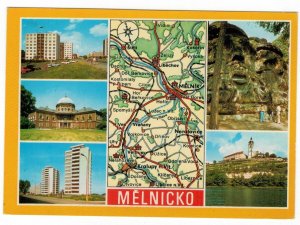 Czechoslovakia 1980 Unused Postcard View of Town Melnik Map Castle Architecture