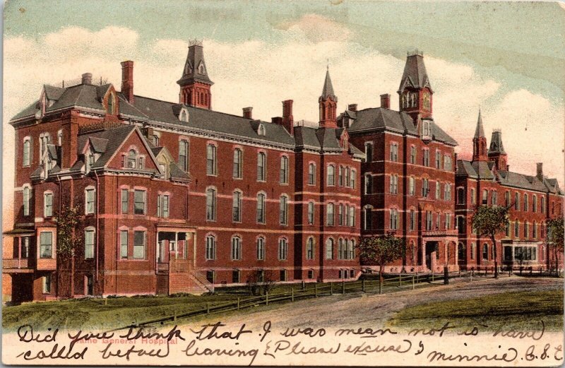 Maine General Hospital Antique Postcard PM Cancel UDB WOB Note Germany 1c Stamp 