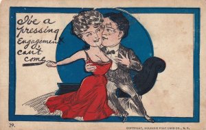 Pressing Engagement Postcard 1908 Couple Dancing Pittsburg Kansas