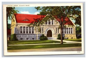 Vintage 1944 Postcard Lithgow Library, Augusta, Maine