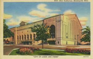 New Auditorium Minneapolis MN Minn Unused Vintage Linen Postcard E5