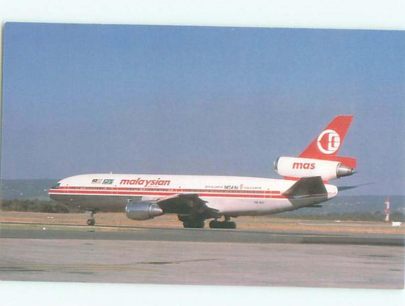 Pre-1980 Postcard Ad MALAYSIAN AIRLINES DC-10-30 AIRPLANE AC6261