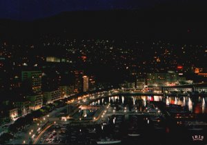 Vintage Postcard Reflets De La Cote D'Azur Monaco La Nuit Vue Sur Le Port MC