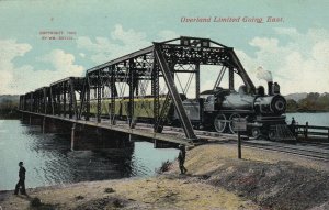 Vintage Post Card 1908 William Baylis Overland Limited Going East Train Trestle