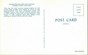 Narrow Gauge Railroad Cripple Creek Colorado Victor Mining bull Head Postcard 