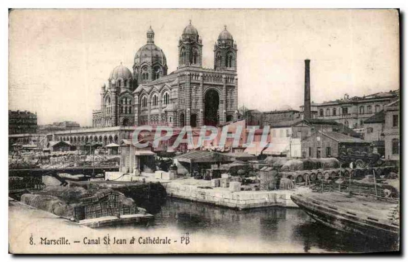 Postcard Old Marseilles Canal St Jean Cathedral and