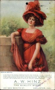Holister CA AW Hinz Store Advertising Pretty Woman c1910 Postcard