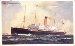 Bibby Line Steamer Steamship S.S. Oxfordshire Vintage Postcard