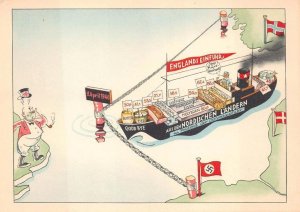 GERMANY EMBARGO OF ENGLAND SHIP WW2 POLITICAL MILITARY POSTCARD (1940)