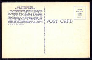 George Wythe House,Washington's Headquarters,Williamsburg,VA BIN