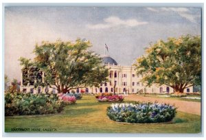 Government House Building Flowers Garden Calcutta India Oilette Tuck's Postcard