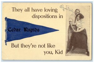 1913 They All Loving Dispositions Couple Cedar Rapids Iowa IA Vintage Postcard