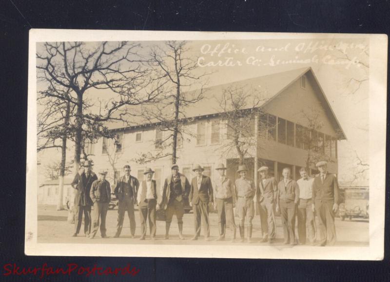 RPPC SEMINOLE CAMP OKLAHOMA CARTER OIL COMPANY WORKERS REAL PHOTO POSTCARD