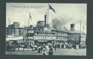 Ca 1910 Post Card Christopher Columbus Steamer Daily Lake Trip Chicago IL