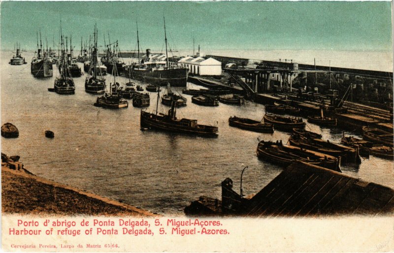 PC CPA AZORES / PORTUGAL, PORTO D'ABRIGO DE PONTA DELGADA, Postcard (b21683)