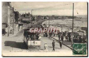 Postcard Old Tram Train Le Havre Boulevard Albert 1st and the new pier