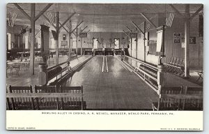 c1905 PERKASIE PA BOWLING ALLEY IN CASINO A.N. WEIKEL MENLO PARK POSTCARD P3948