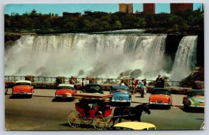 Canada~Niagara American Falls Scenic View~Horse Carriage~Cars~1950s Postcard